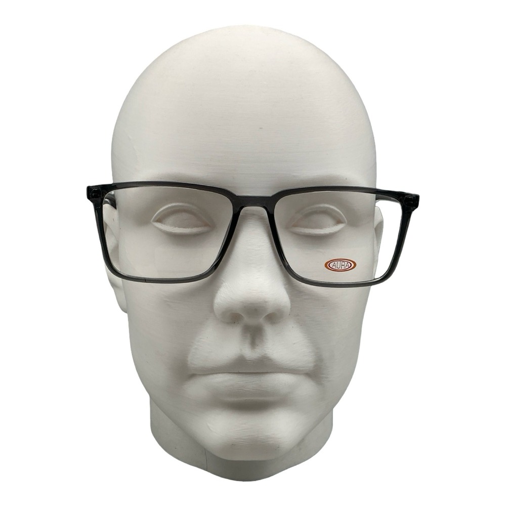 Aura 1839 Eyeglasses Frames Gray Rectangle 57-17-150 Full Rim